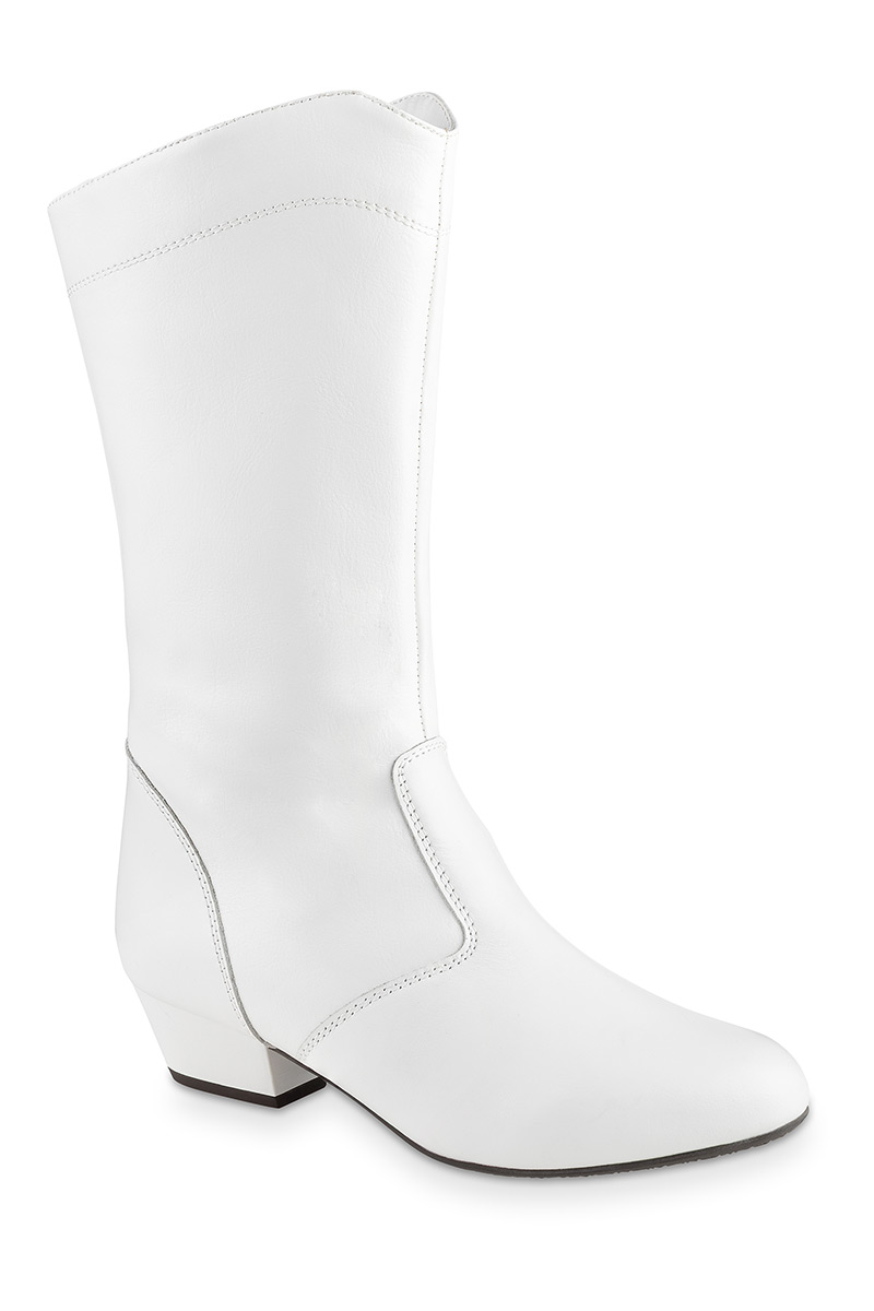 weißer Stiefel mit Reißverschluss