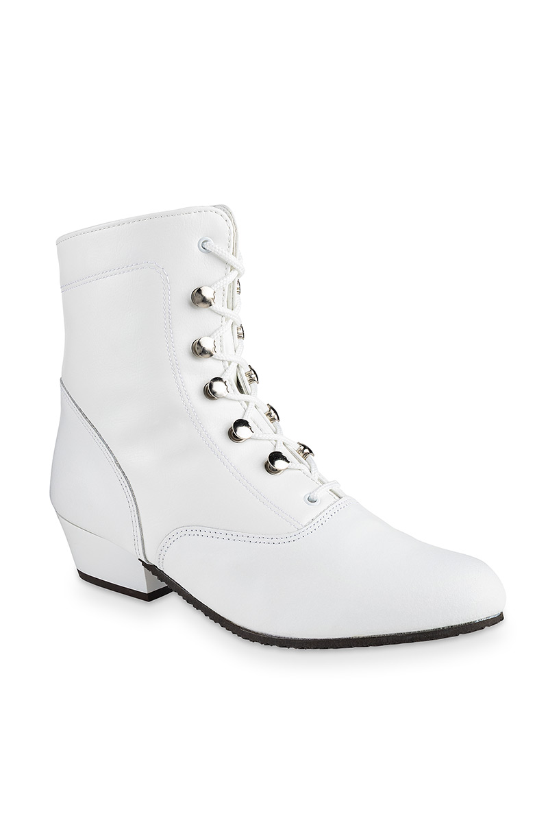weißer Stiefel mit Agraffen