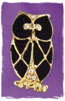 Schmuckbrosche „Eule“, schwarz