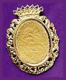 RESTPOSTEN Schmuckorden „Ornament mit Krone“ vergoldet besetzt mit blauen Steinen